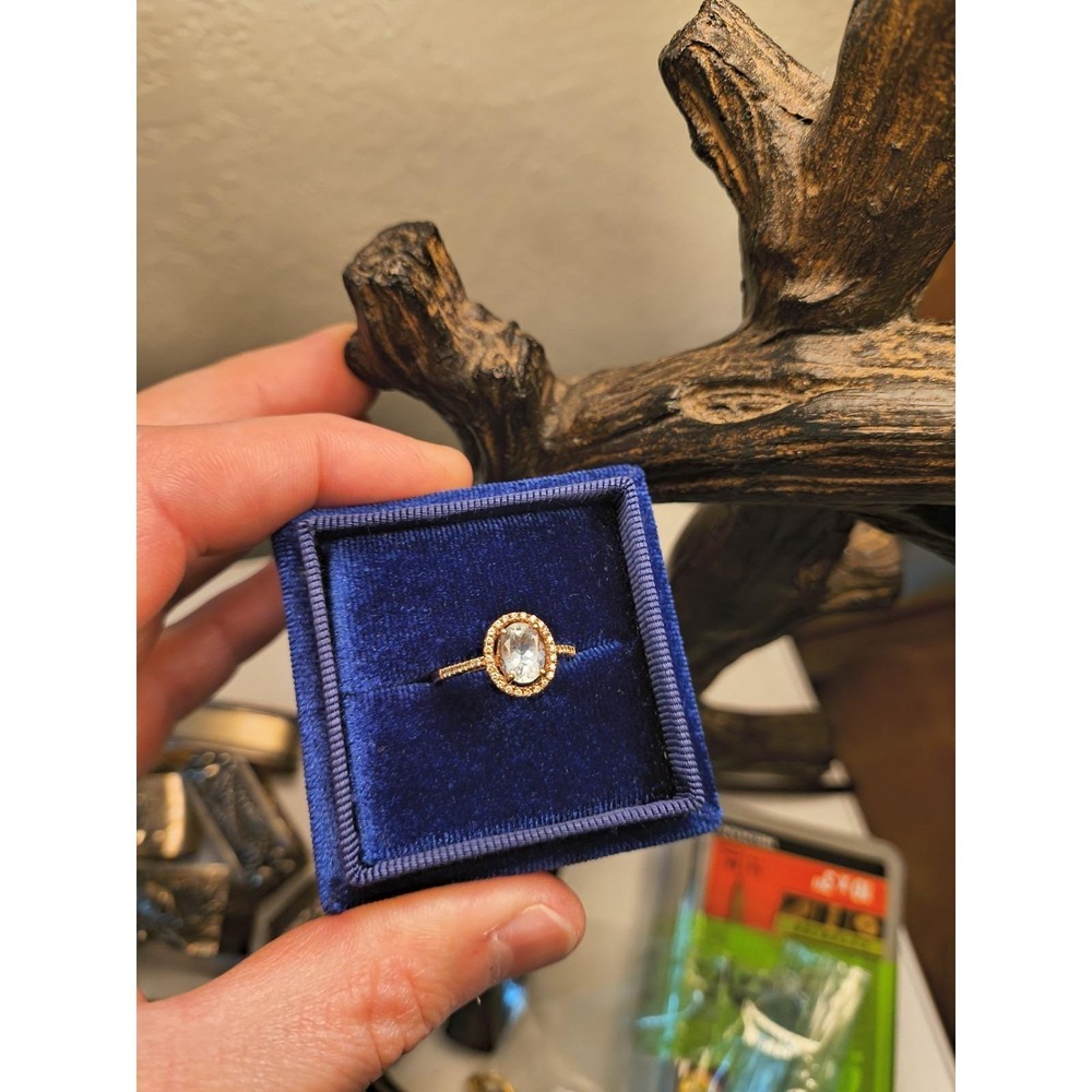 Rose Gold Over Sterling Silver Aquamarine Ring Size 8